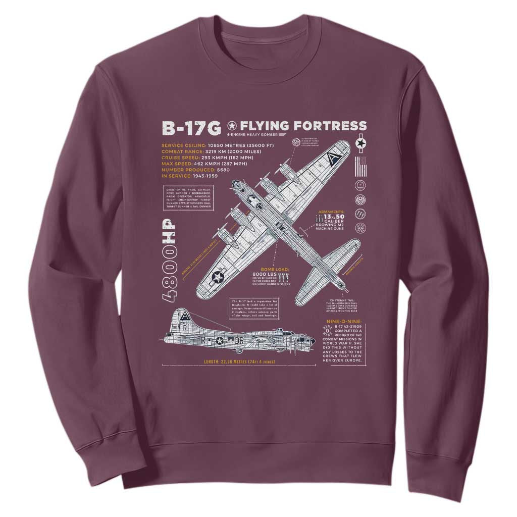B-17 Flying Fortress Sweatshirt WW2 B-17G Bomber Vintage Aviation