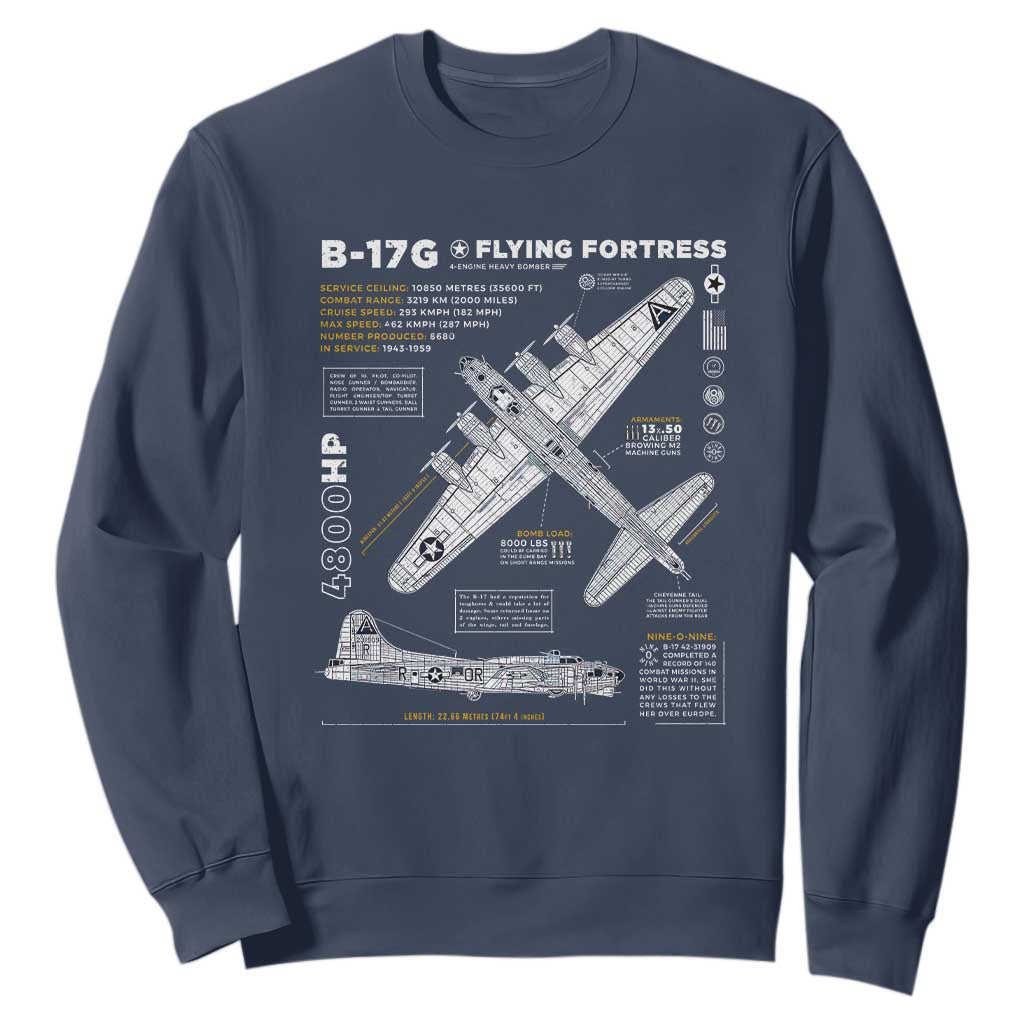 B-17 Flying Fortress Sweatshirt WW2 B-17G Bomber Vintage Aviation