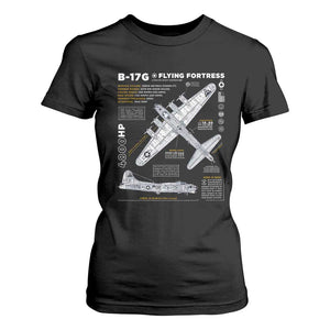 B-17 Flying Fortress T Shirt For Women WW2 B-17G Bomber Vintage Aviation