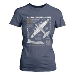 B-17 Flying Fortress T Shirt For Women WW2 B-17G Bomber Vintage Aviation
