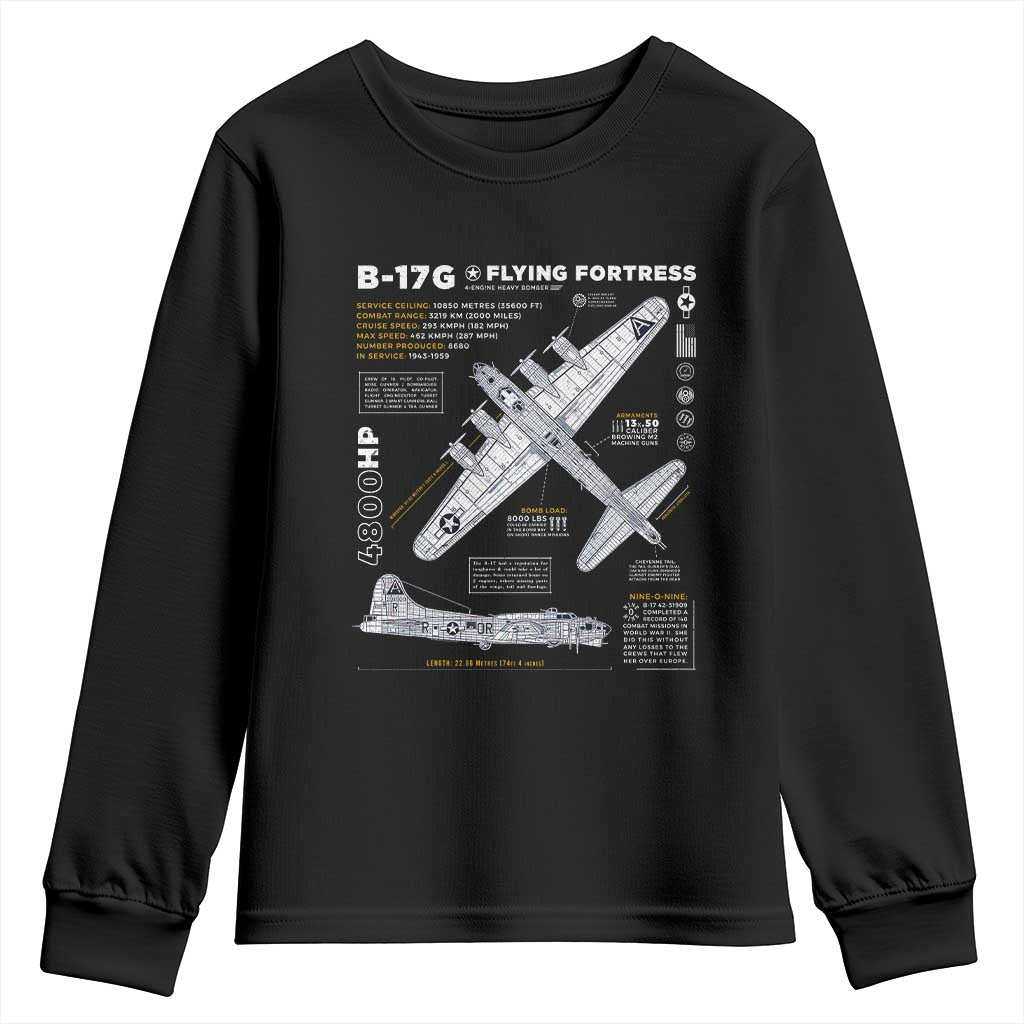 B-17 Flying Fortress Youth Sweatshirt WW2 B-17G Bomber Vintage Aviation