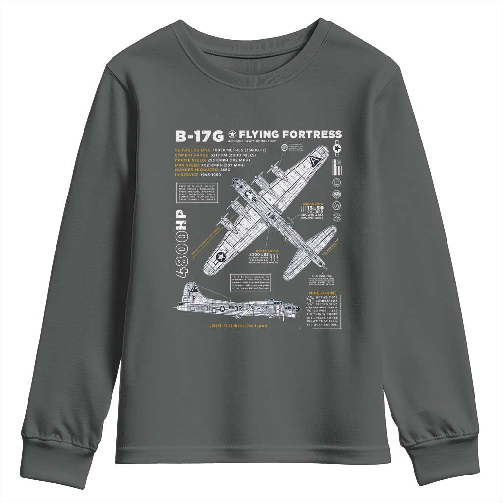B-17 Flying Fortress Youth Sweatshirt WW2 B-17G Bomber Vintage Aviation