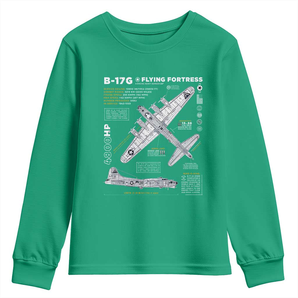 B-17 Flying Fortress Youth Sweatshirt WW2 B-17G Bomber Vintage Aviation