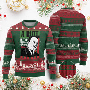 Martin Luther King Jr. Knit Sweatshirt A Riot Is The Language Of The Unheard MLK Civil Rights