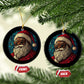 Cool African American Santa Melanin Claus Stained Glass Effect Printed Christmas Ornament Festive Xmas Tree Decor