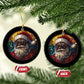 African American Santa Melanin Claus Stained Glass Effect Printed Christmas Ornament Festive Xmas Tree Decor