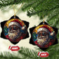 African American Santa Melanin Claus Stained Glass Effect Printed Christmas Ornament Festive Xmas Tree Decor