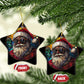 African American Santa Melanin Claus Stained Glass Effect Printed Christmas Ornament Festive Xmas Tree Decor