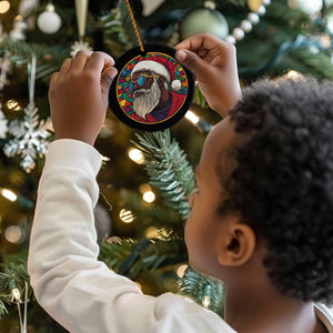 Cool African American Santa Melanin Claus Stained Glass Effect Printed Christmas Ornament Melanin Claus Festive Xmas Tree