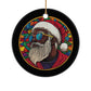 Cool African American Santa Melanin Claus Stained Glass Effect Printed Christmas Ornament Melanin Claus Festive Xmas Tree