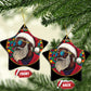 Cool African American Santa Melanin Claus Stained Glass Effect Printed Christmas Ornament Melanin Claus Festive Xmas Tree
