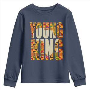 African Kente Young King Youth Long Sleeve Shirt