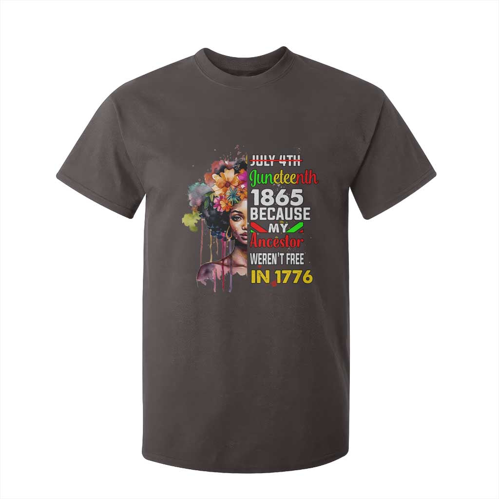 Juneteenth 1865 T Shirt For Kid Because My Ancestor Weren't Free In 1776 Afro Black Woman
