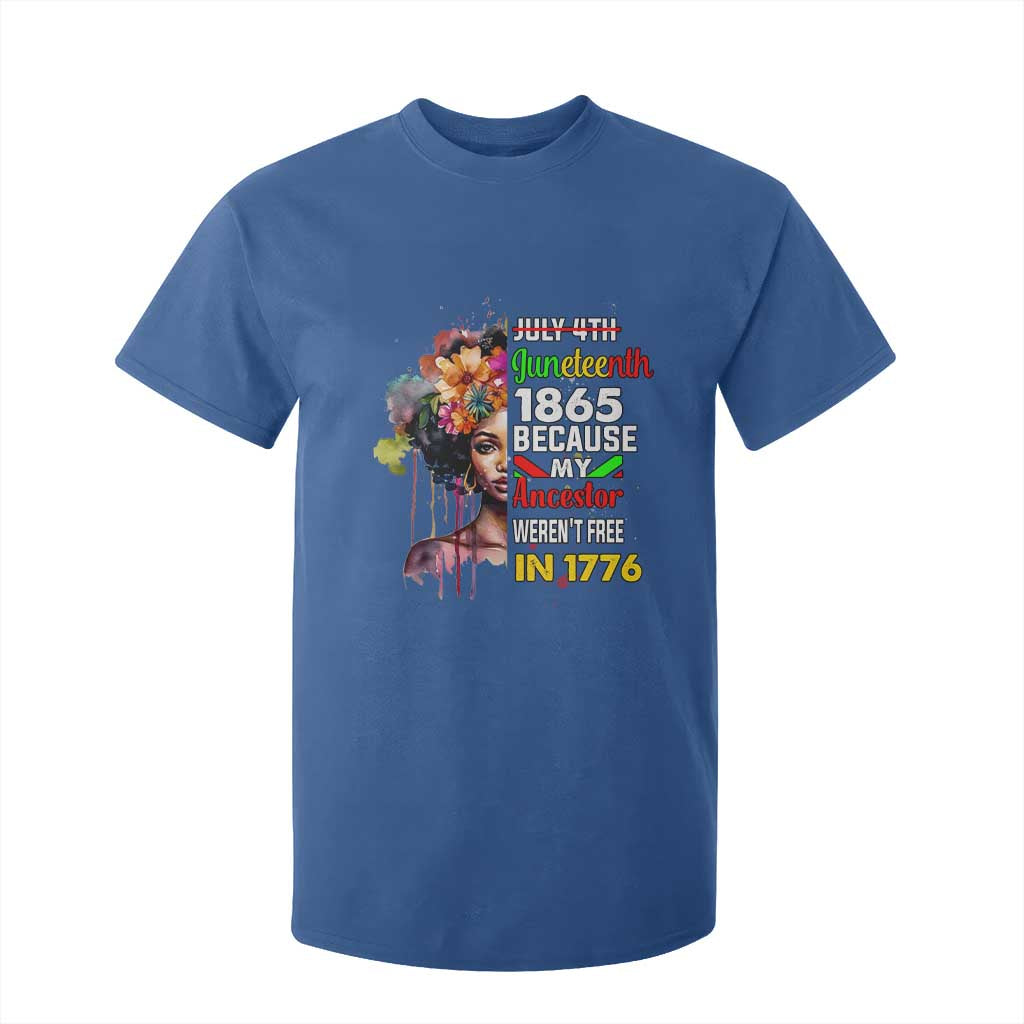 Juneteenth 1865 T Shirt For Kid Because My Ancestor Weren't Free In 1776 Afro Black Woman