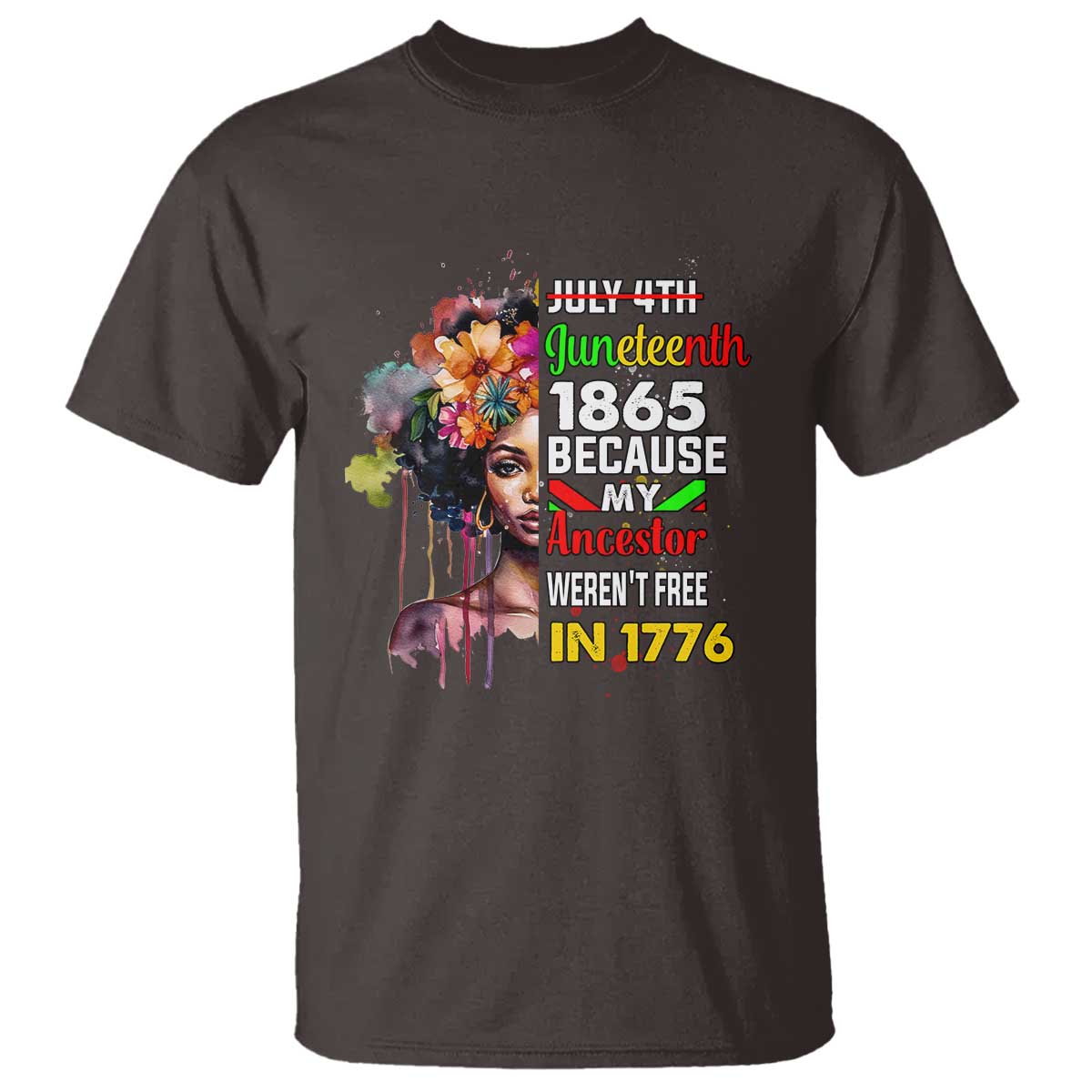 Juneteenth 1865 T Shirt Because My Ancestor Weren't Free In 1776 Afro Black Woman