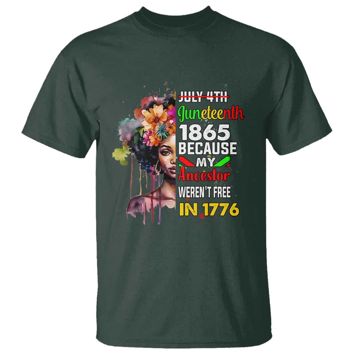 Juneteenth 1865 T Shirt Because My Ancestor Weren't Free In 1776 Afro Black Woman