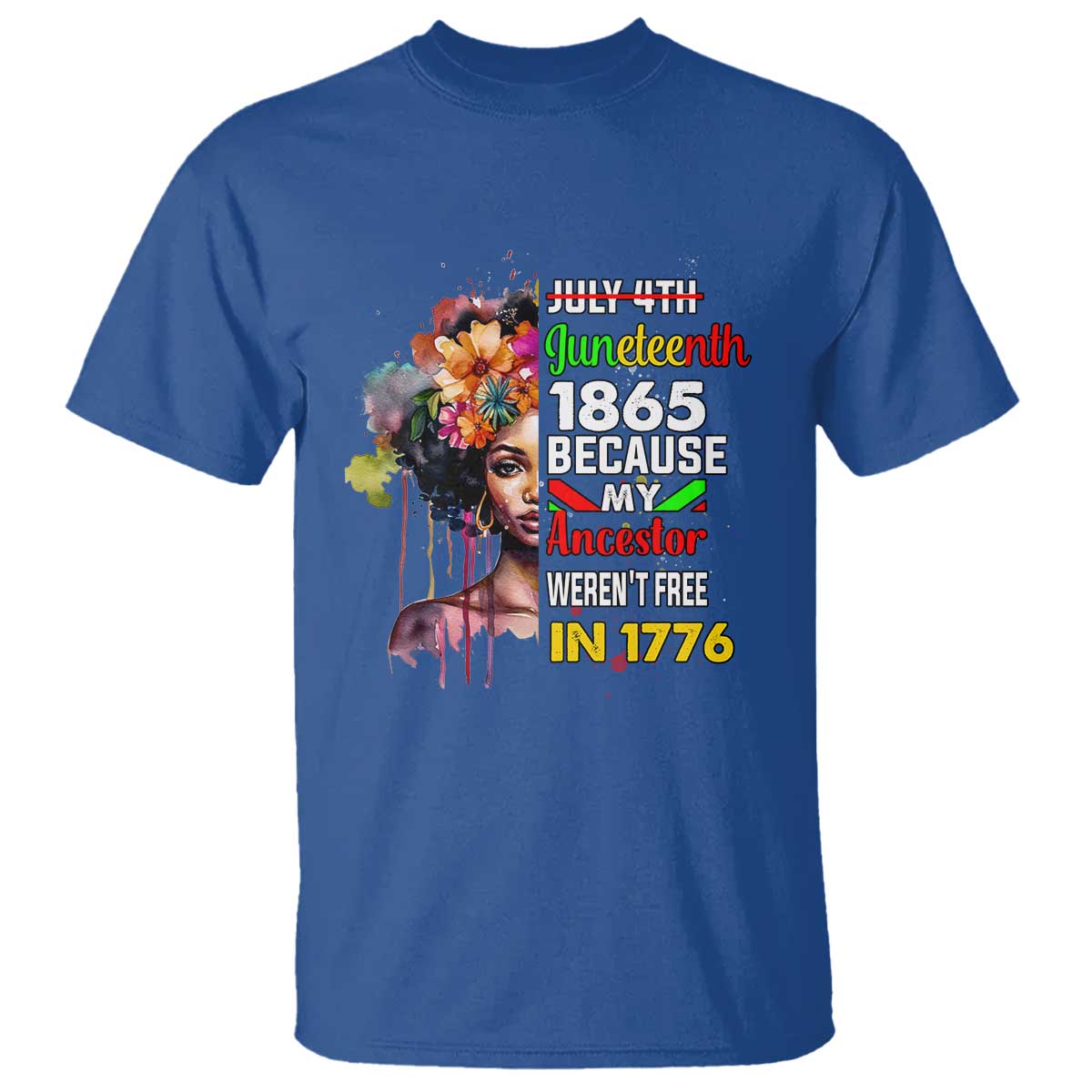 Juneteenth 1865 T Shirt Because My Ancestor Weren't Free In 1776 Afro Black Woman