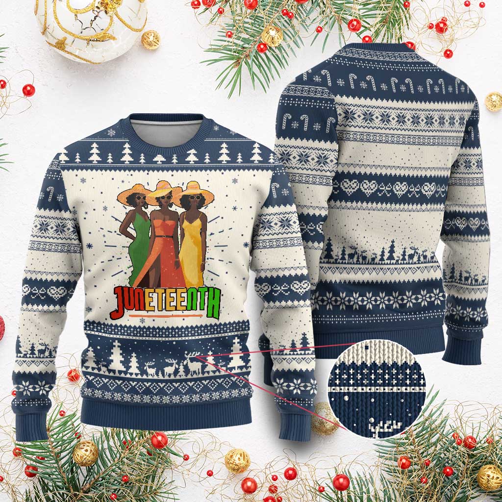 Juneteenth 1865 Knit Sweatshirt Beautiful Black Women Melanin