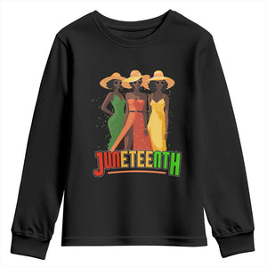 Juneteenth 1865 Youth Long Sleeve Shirt Beautiful Black Women Melanin