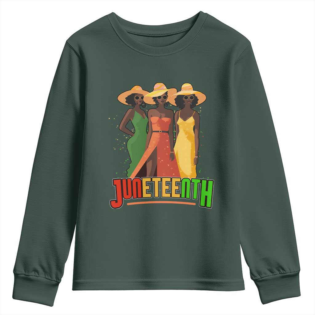 Juneteenth 1865 Youth Long Sleeve Shirt Beautiful Black Women Melanin