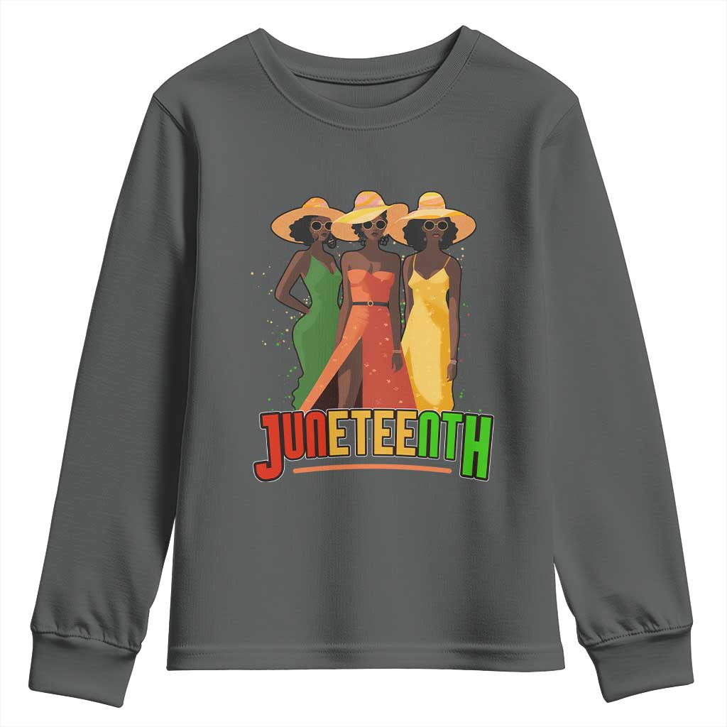 Juneteenth 1865 Youth Long Sleeve Shirt Beautiful Black Women Melanin