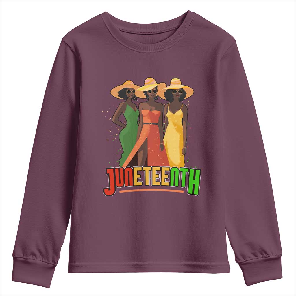 Juneteenth 1865 Youth Long Sleeve Shirt Beautiful Black Women Melanin