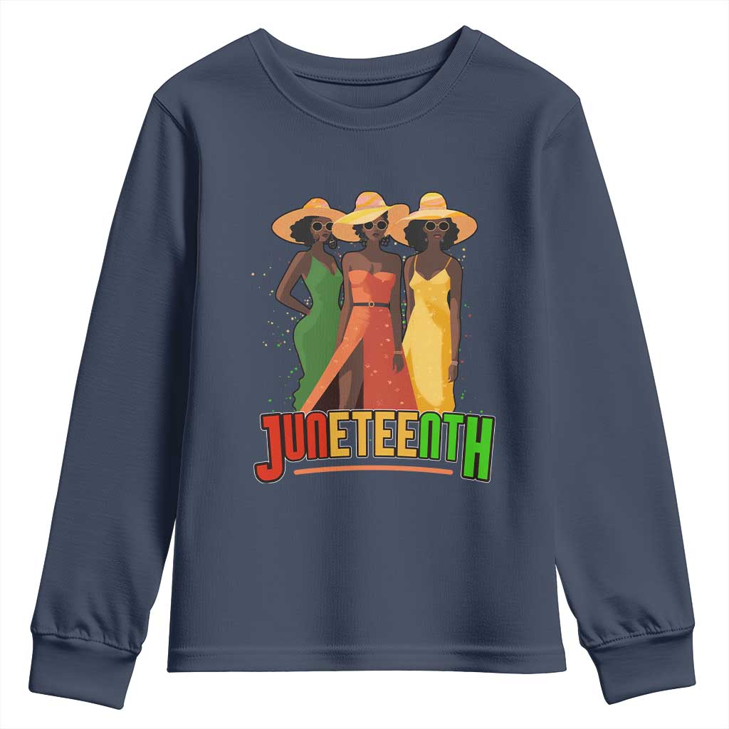 Juneteenth 1865 Youth Long Sleeve Shirt Beautiful Black Women Melanin