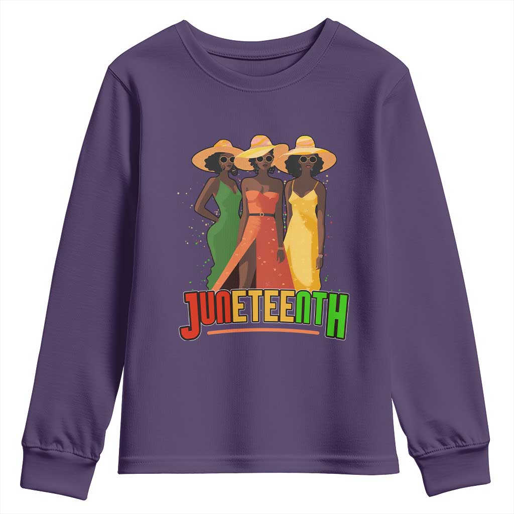 Juneteenth 1865 Youth Long Sleeve Shirt Beautiful Black Women Melanin