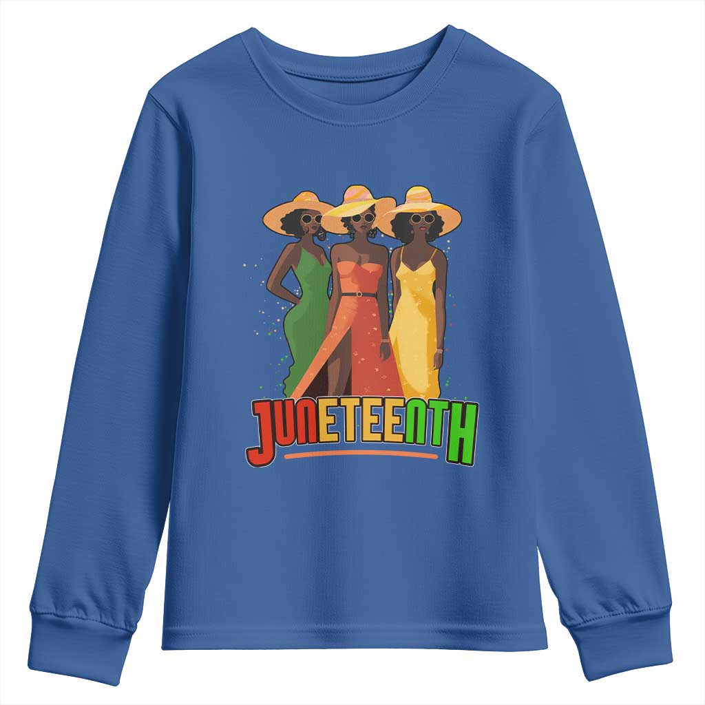 Juneteenth 1865 Youth Long Sleeve Shirt Beautiful Black Women Melanin