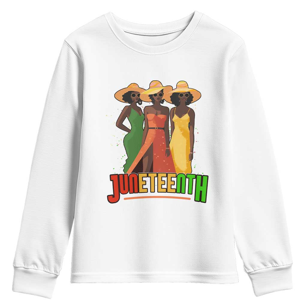 Juneteenth 1865 Youth Long Sleeve Shirt Beautiful Black Women Melanin
