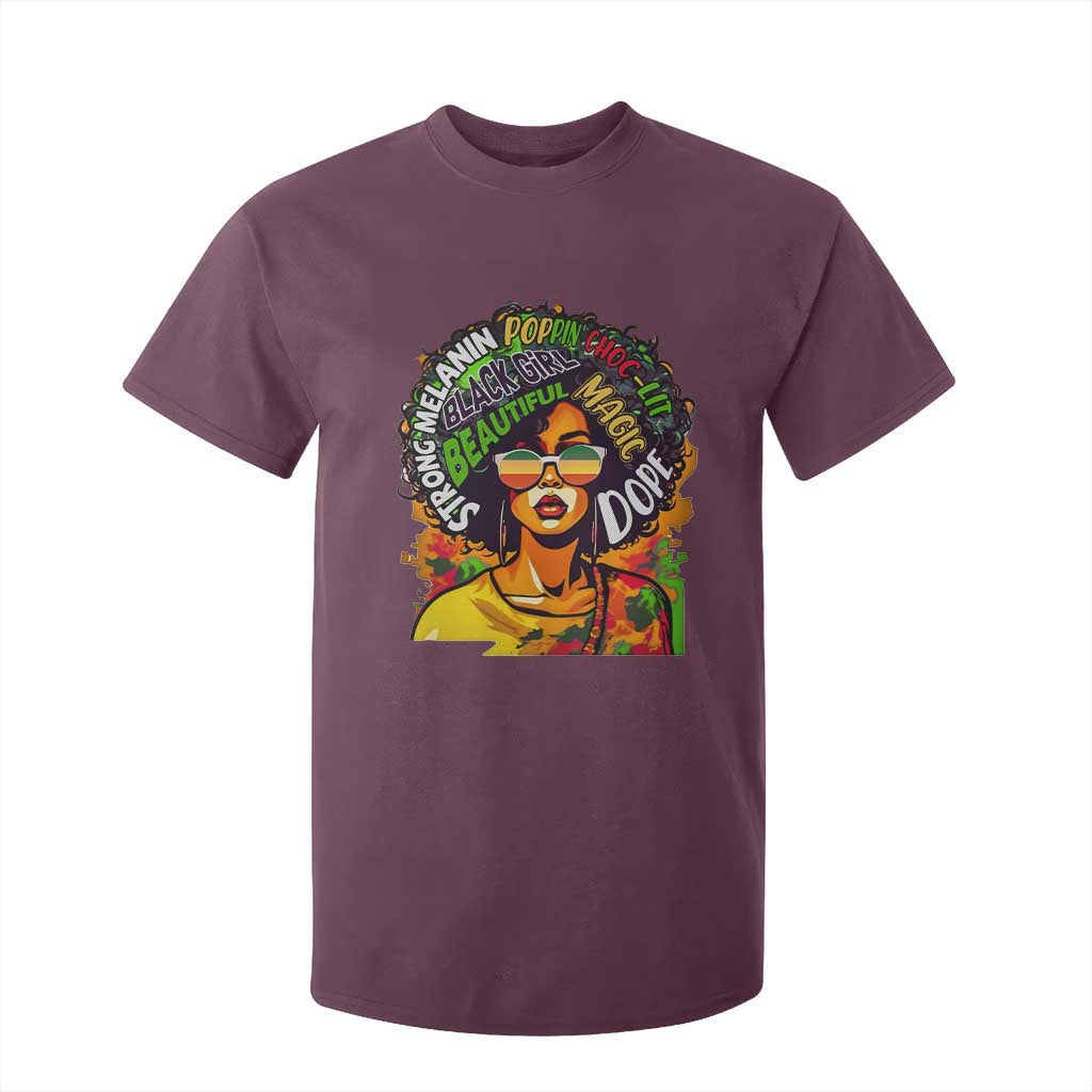 Afro Black Queen Magic T Shirt For Kid Beautiful Strong Melanin Poppin' Choc-lit Dope