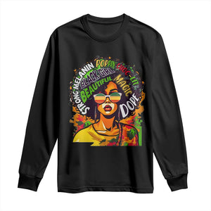 Afro Black Queen Magic Long Sleeve Shirt Beautiful Strong Melanin Poppin' Choc-lit Dope