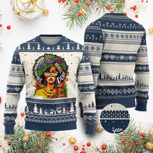 Afro Black Queen Magic Knit Sweatshirt Beautiful Strong Melanin Poppin' Choc-lit Dope