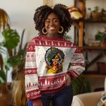 Afro Black Queen Magic Knit Sweatshirt Beautiful Strong Melanin Poppin' Choc-lit Dope