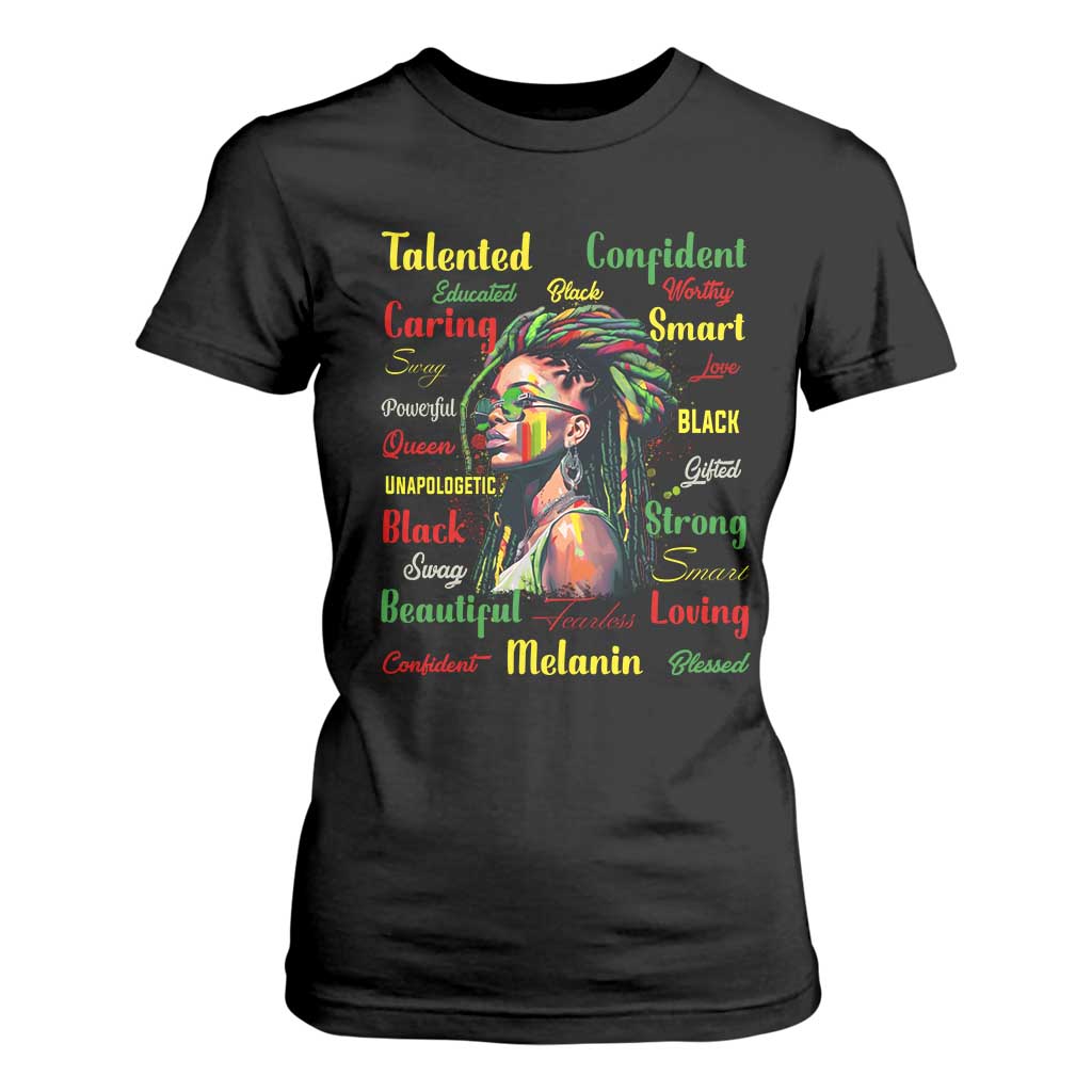 Melanin Locs Girl T Shirt For Women Dreadlock Black Pride African American