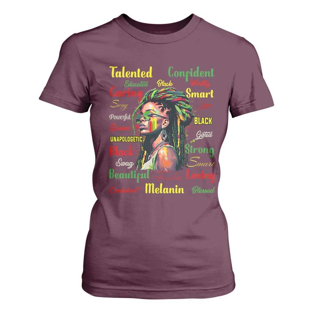 Melanin Locs Girl T Shirt For Women Dreadlock Black Pride African American