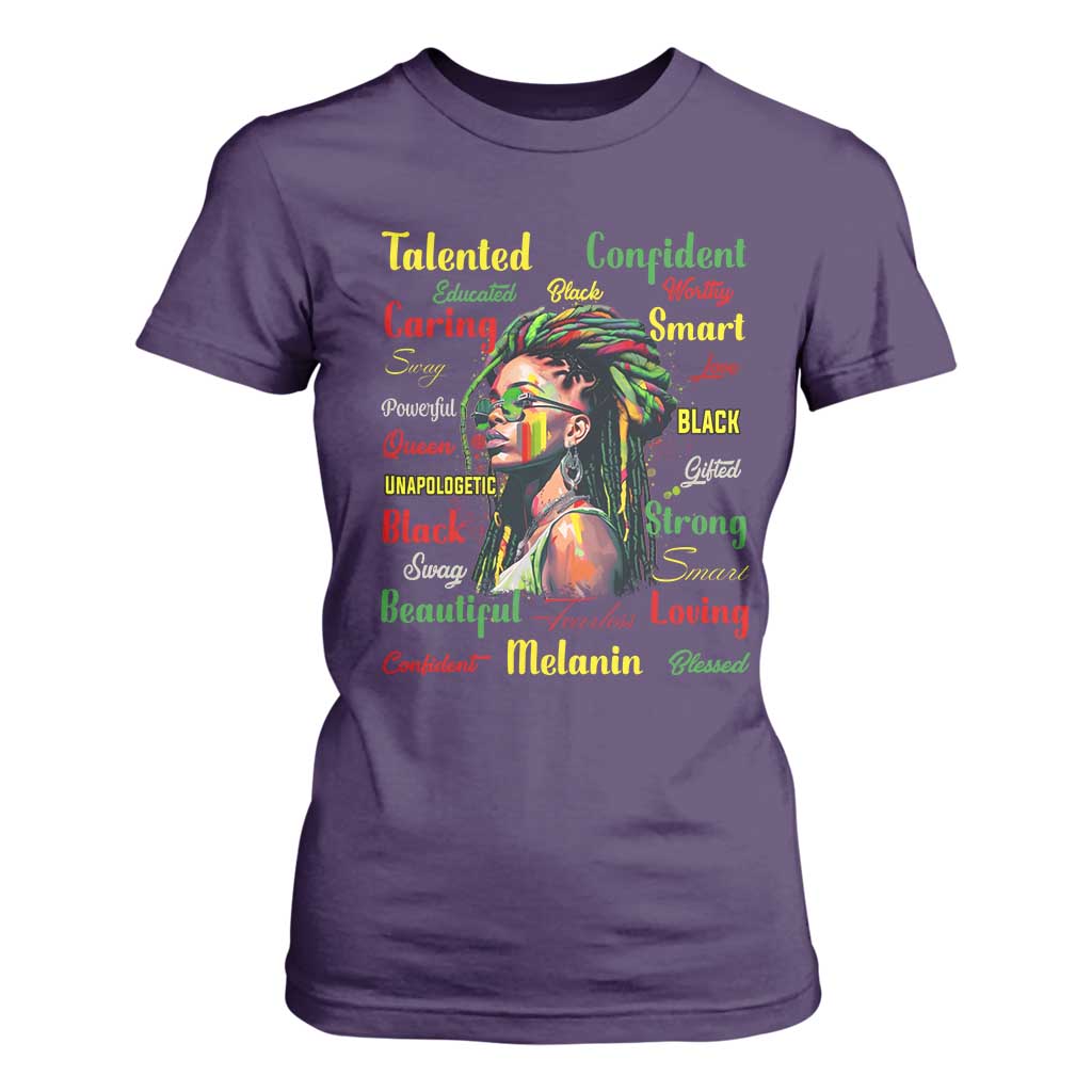 Melanin Locs Girl T Shirt For Women Dreadlock Black Pride African American