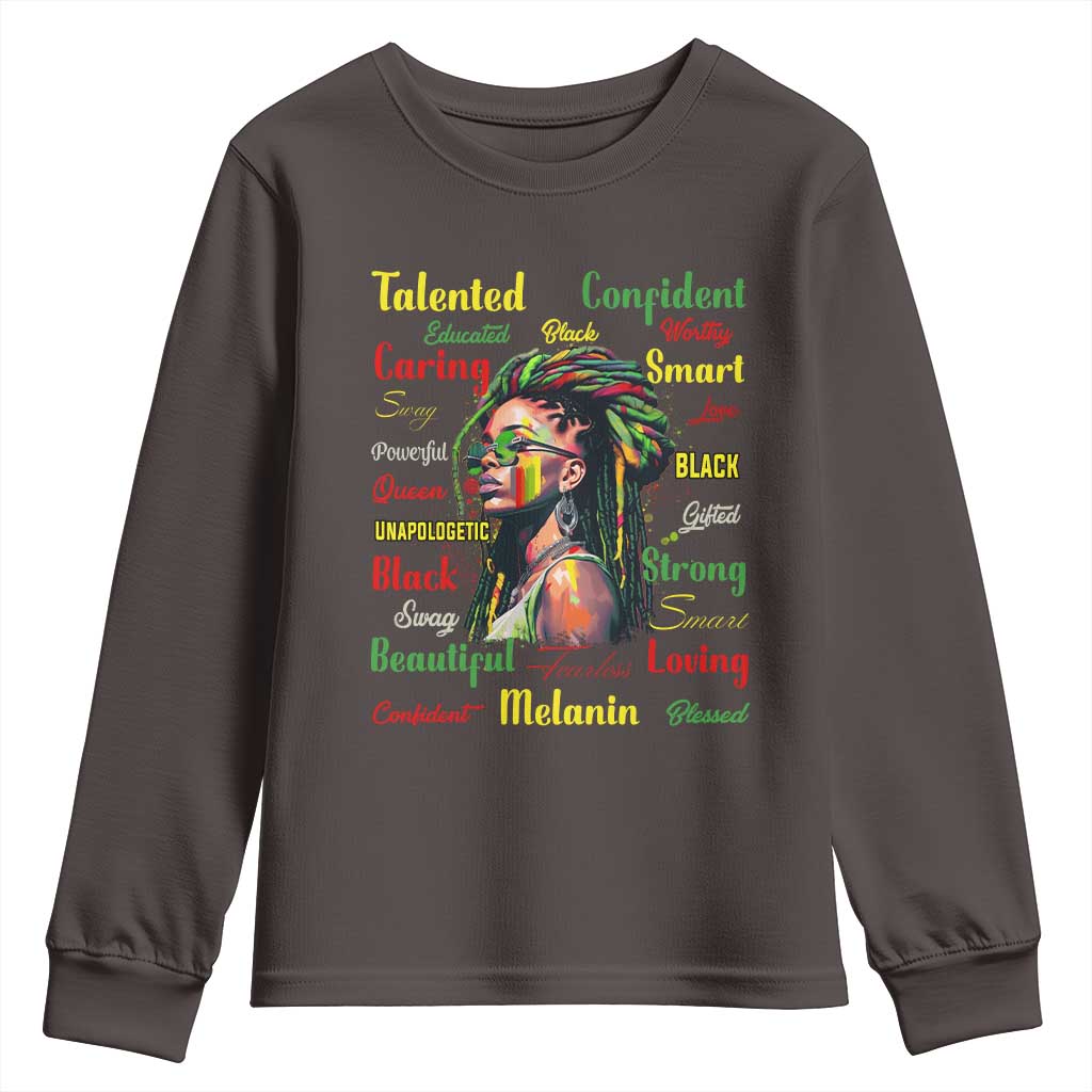 Melanin Locs Girl Youth Long Sleeve Shirt Dreadlock Black Pride African American