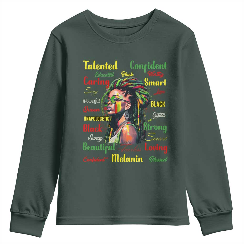 Melanin Locs Girl Youth Long Sleeve Shirt Dreadlock Black Pride African American