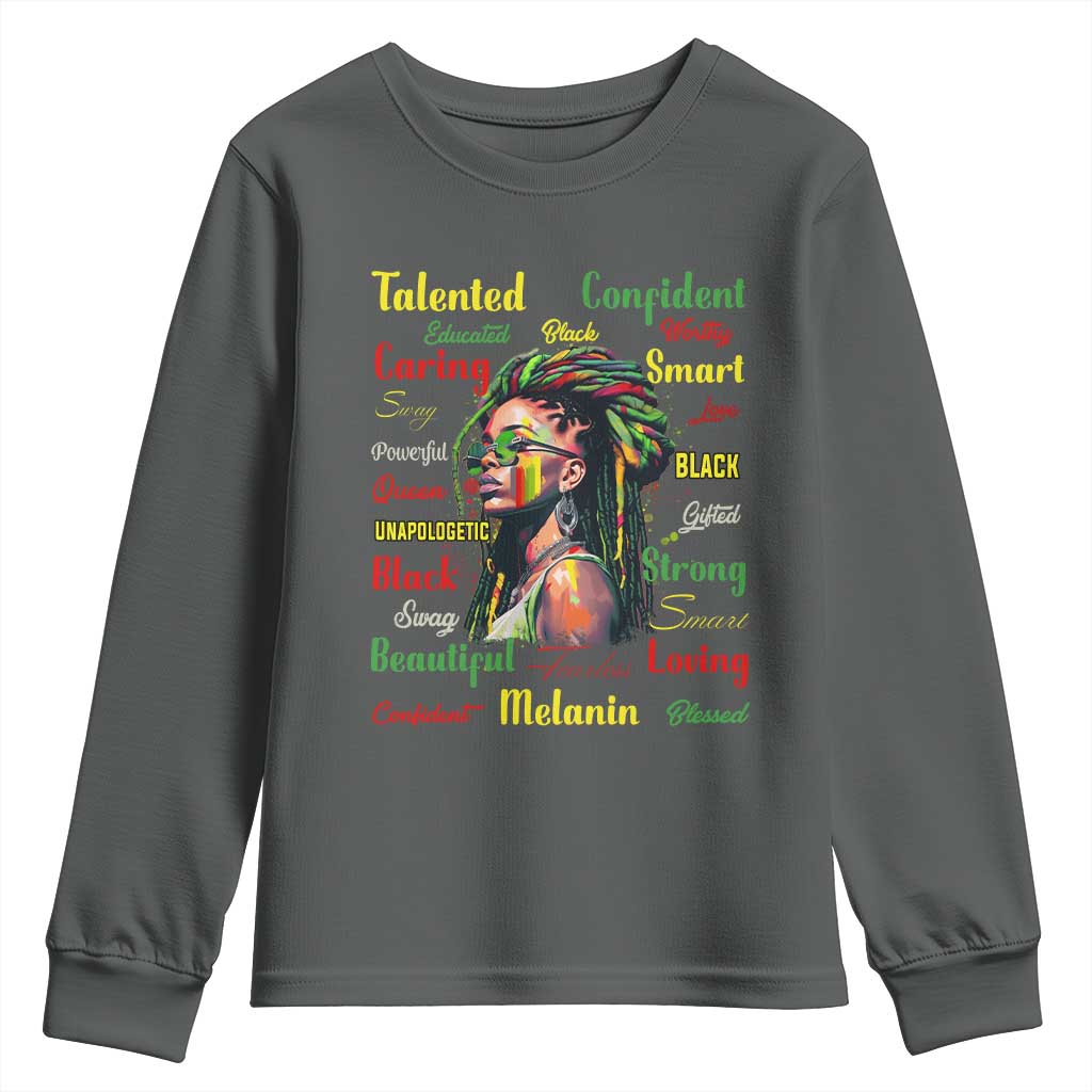 Melanin Locs Girl Youth Long Sleeve Shirt Dreadlock Black Pride African American