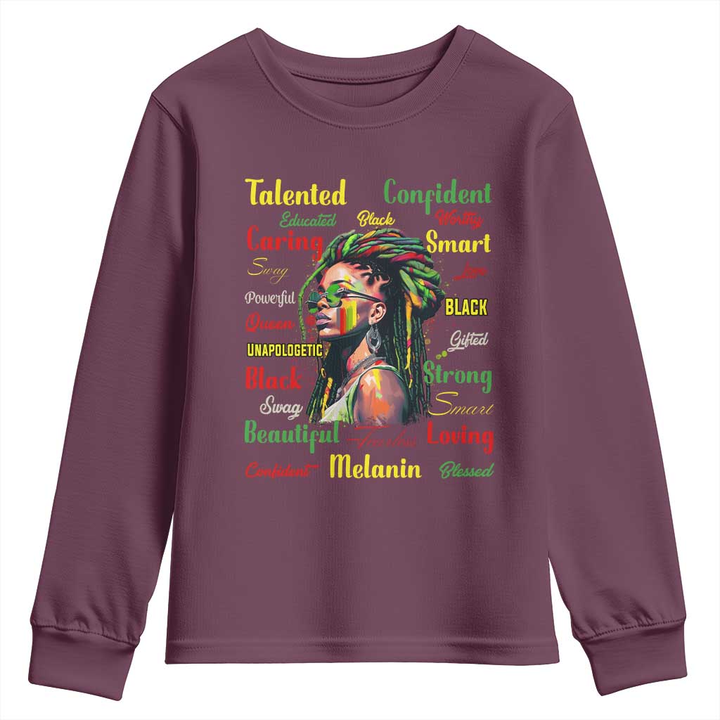 Melanin Locs Girl Youth Long Sleeve Shirt Dreadlock Black Pride African American