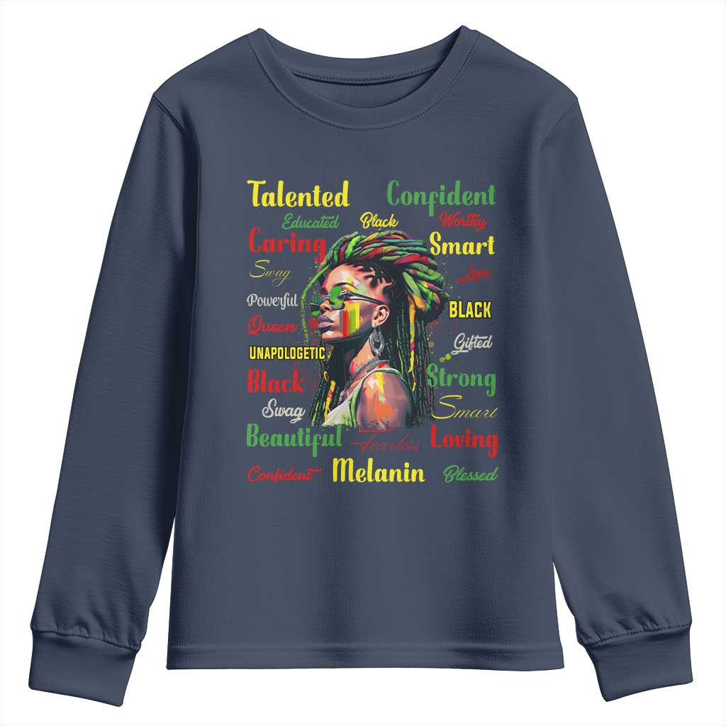 Melanin Locs Girl Youth Long Sleeve Shirt Dreadlock Black Pride African American