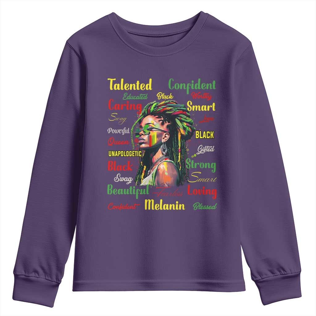 Melanin Locs Girl Youth Long Sleeve Shirt Dreadlock Black Pride African American