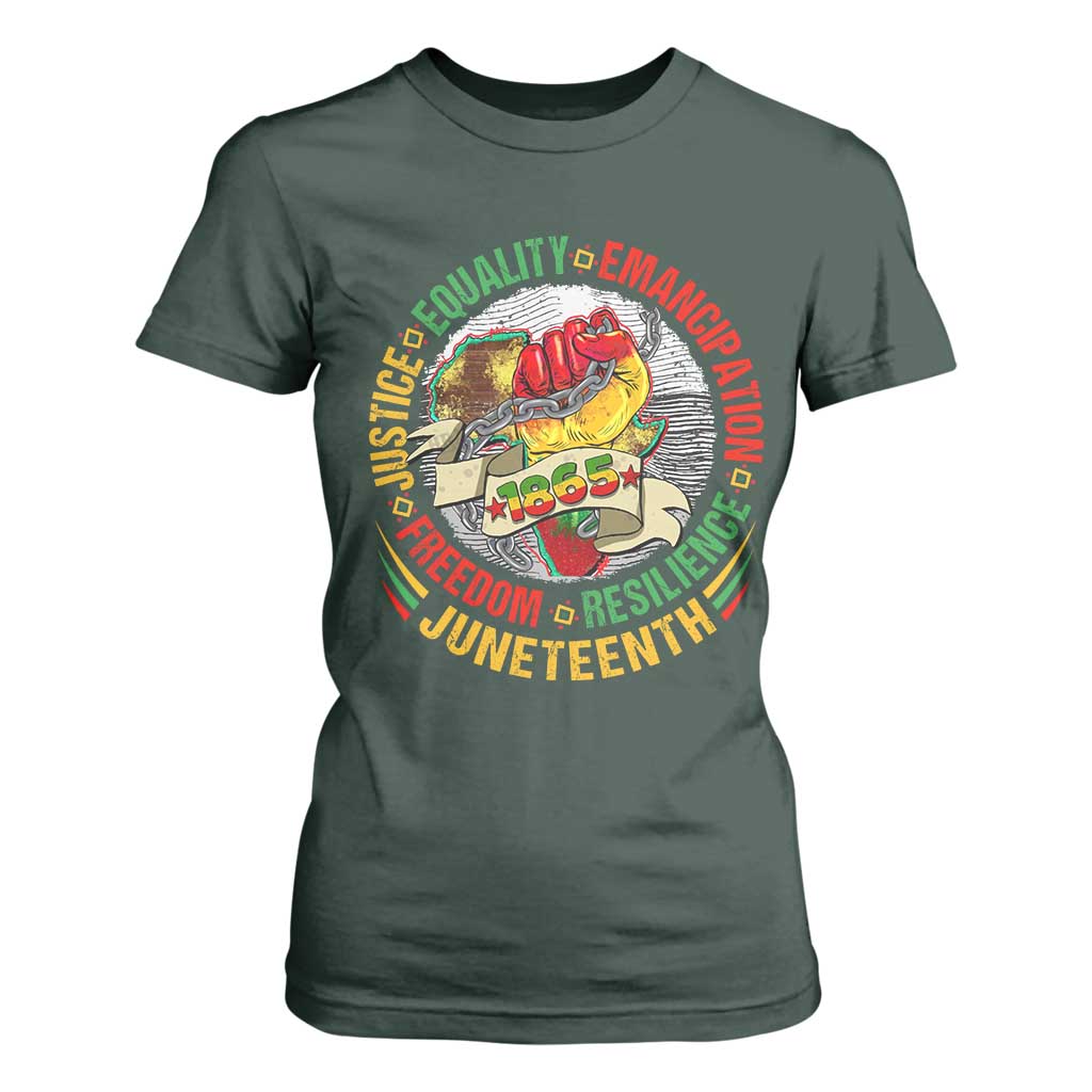 Juneteenth 1865 T Shirt For Women Freedom Justice Equality Emancipation Resilience Independence Day