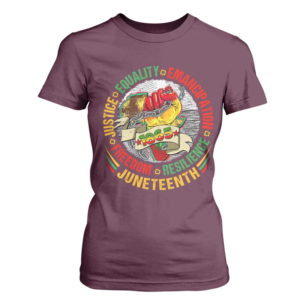 Juneteenth 1865 T Shirt For Women Freedom Justice Equality Emancipation Resilience Independence Day