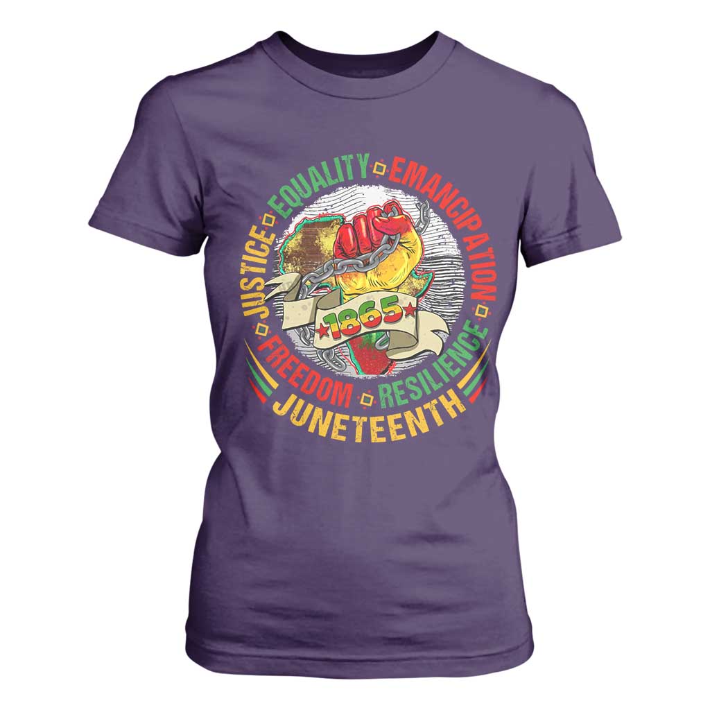 Juneteenth 1865 T Shirt For Women Freedom Justice Equality Emancipation Resilience Independence Day