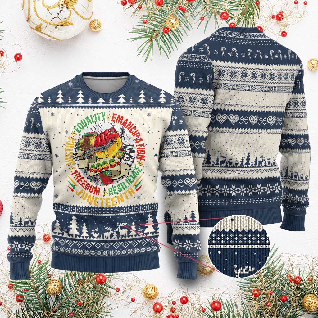 Juneteenth 1865 Knit Sweatshirt Freedom Justice Equality Emancipation Resilience Independence Day