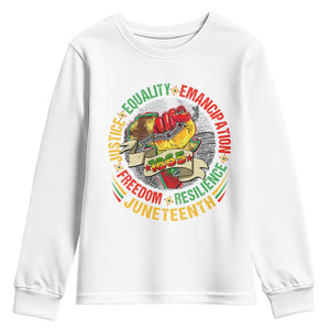 Juneteenth 1865 Youth Long Sleeve Shirt Freedom Justice Equality Emancipation Resilience Independence Day