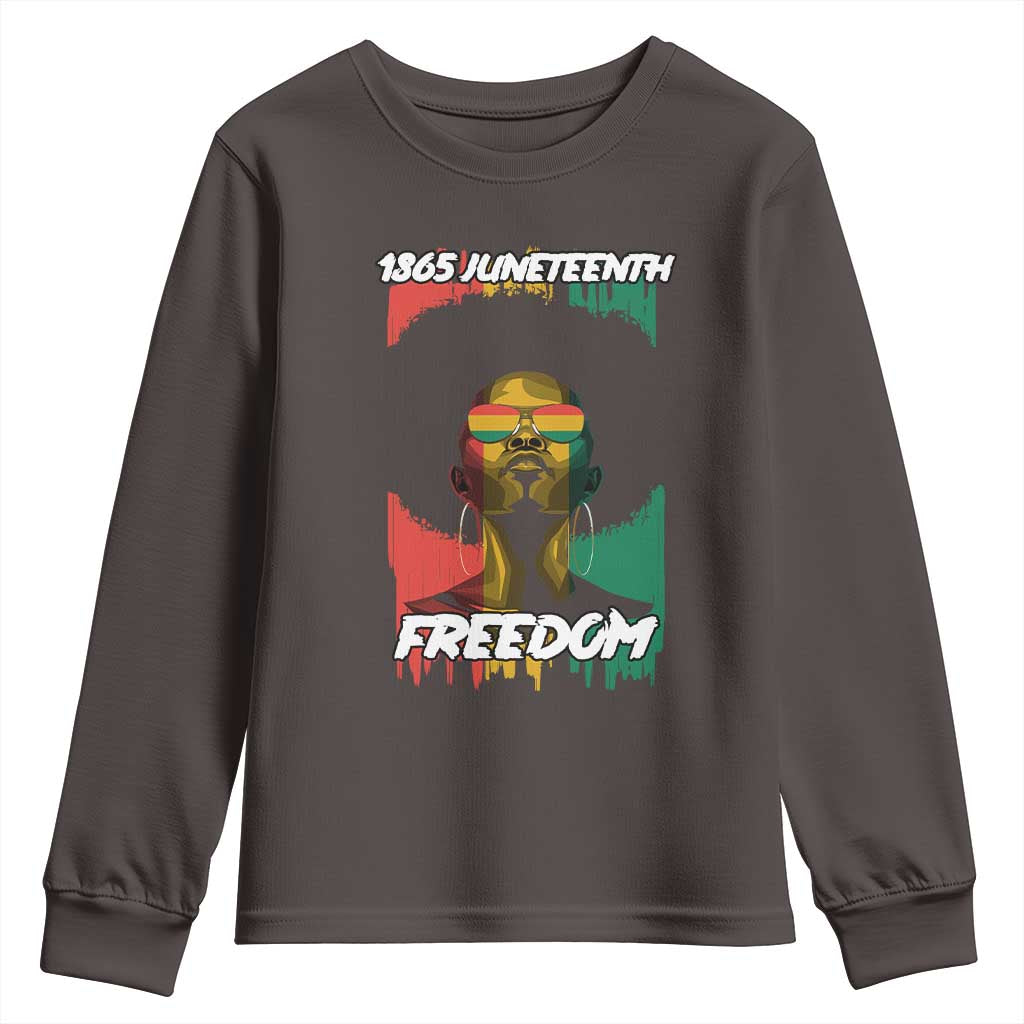 Juneteenth 1865 Freedom Youth Long Sleeve Shirt Afro Melanin Woman African American Dripping