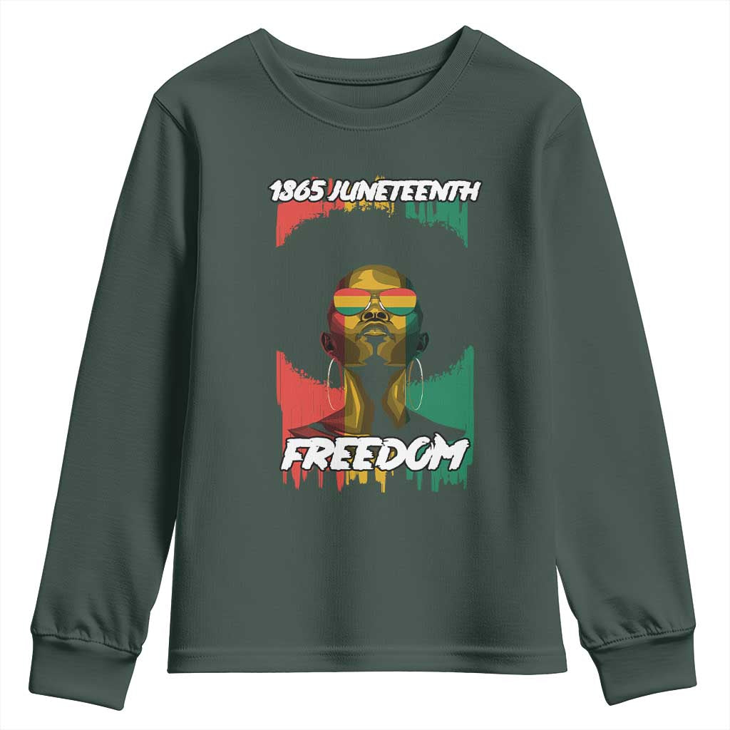 Juneteenth 1865 Freedom Youth Long Sleeve Shirt Afro Melanin Woman African American Dripping